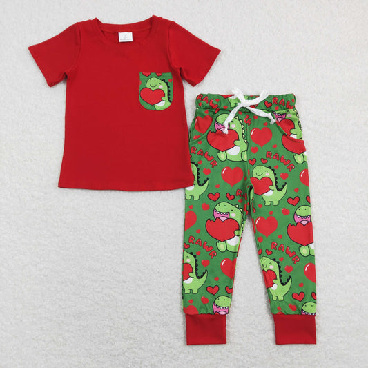 Baby Boys Cute Heart Dinosaur Pants Outfit
