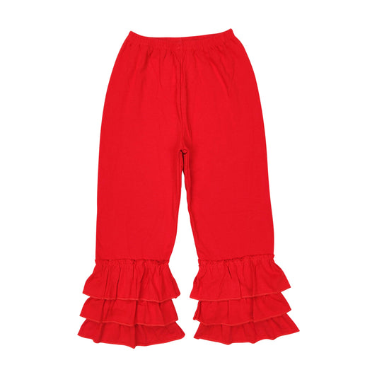 Kids Girls Knot Cotton Red Color Ruffle Pants