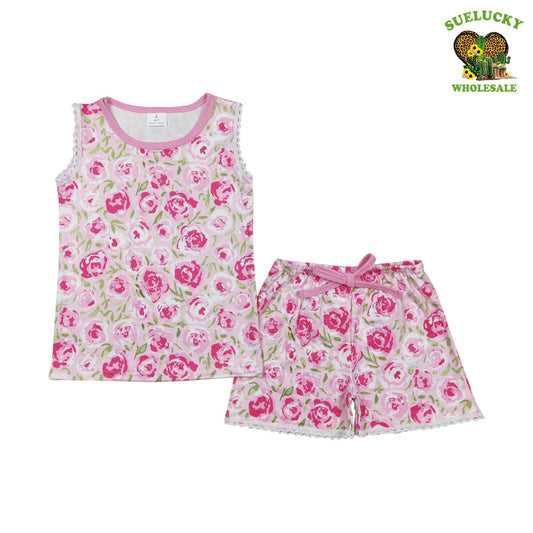 Baby Girls Summer Flower Tank Matching Shorts Outfit