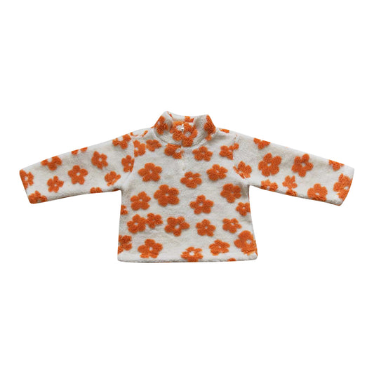 GT0262 Orange Sunflower Pullover Top Sherpa Jacket