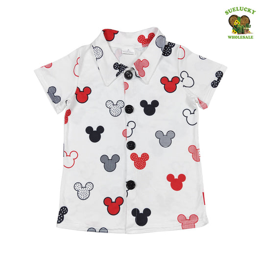 BT0607 Summer Baby Boys Cartoon Mouse Short Sleeve Shirt Top