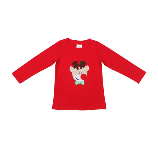 Baby Boys Christmas Reindeer Red Color Long Sleeve T-shirt