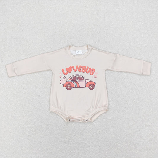 LR0833 Newborn Baby Girls Lovebug Long Sleeve Shirt Romper