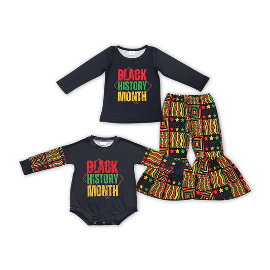 Black History Month Girls Bell Bottom Pants Set