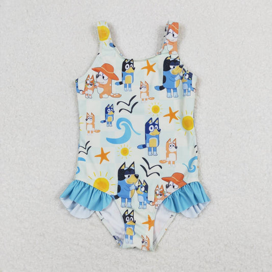 S0356 Baby Girls Cartoon Dog One-piece Swimsuit Beach Wear