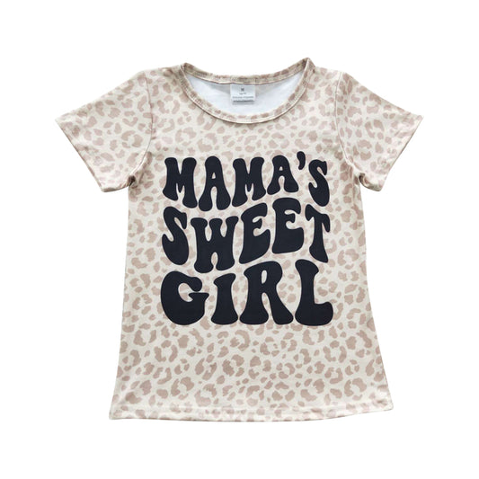 GT0185 Mama's Sweer Girl Leopard Short Sleeve T-shirt