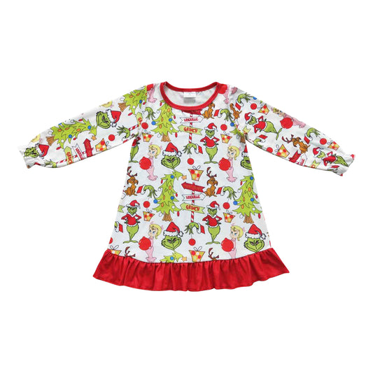 GLD0299 Baby Girls Christmas Cartoon Gown Dress