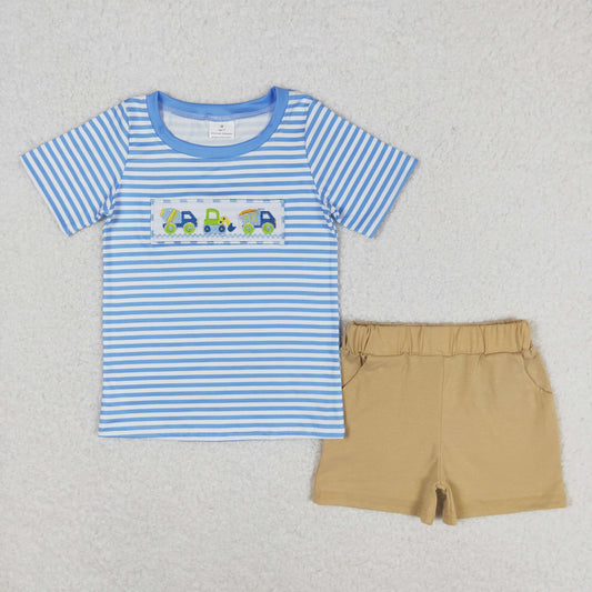 BSSO0572 Baby Boys Embroidery Construction Shorts Set