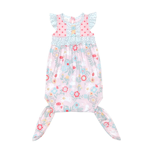 NB0033 Newborn Baby Girls Pretty Easter Bunny Floral Gown