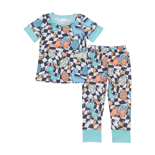 BSPO0283 Kids Boys Easter Bunny Dinosaur Pajama Set