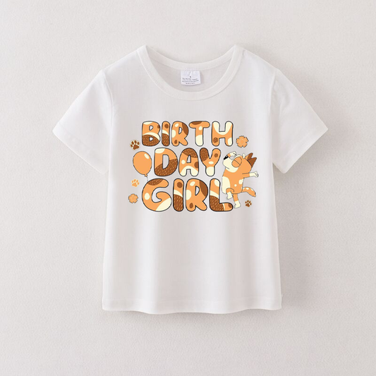 Orange Dog Birthday Girl T-shirt Top Preorder 3 MOQ