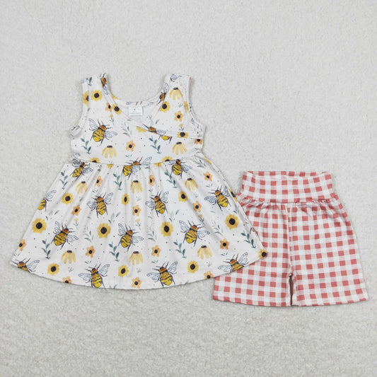Summer Baby Girls Bee Flower Tunic Top Shorts Outfit