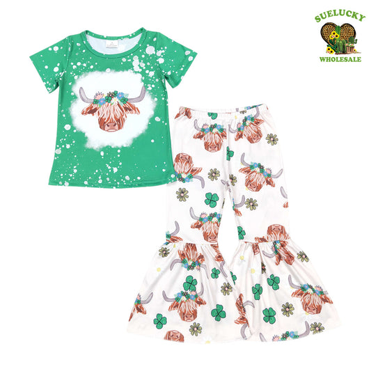 Baby Girls St. Patrick's Day Highland Cow Pants Set