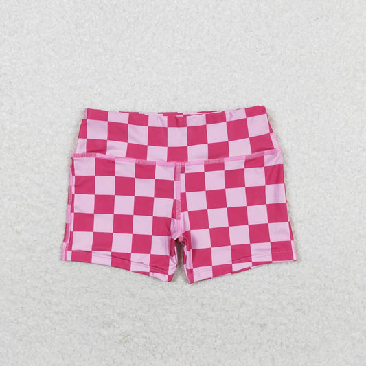 SS0218 Baby Girls Pink Chcker Sport Shorts