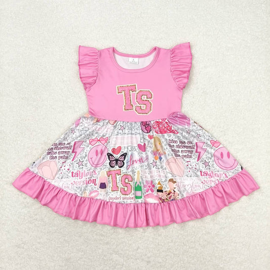 Summer Baby Girls Clothing TS Pop Singer Flutter Sleeve Dress