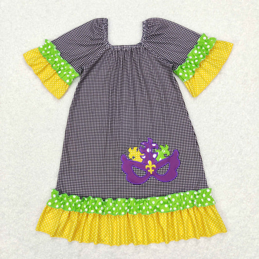 GSD0499 Kids Girls Mardi Gras Embroidery Dress