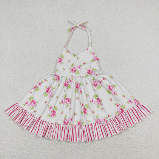 GSD0859 Baby Girls Rose Floral Pink Halter  Dress