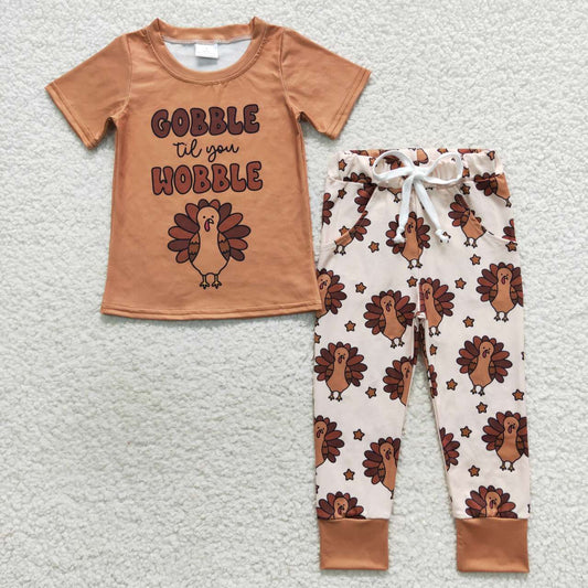 BSPO0119 Boys Thanksgiving Day Bobble Outfit