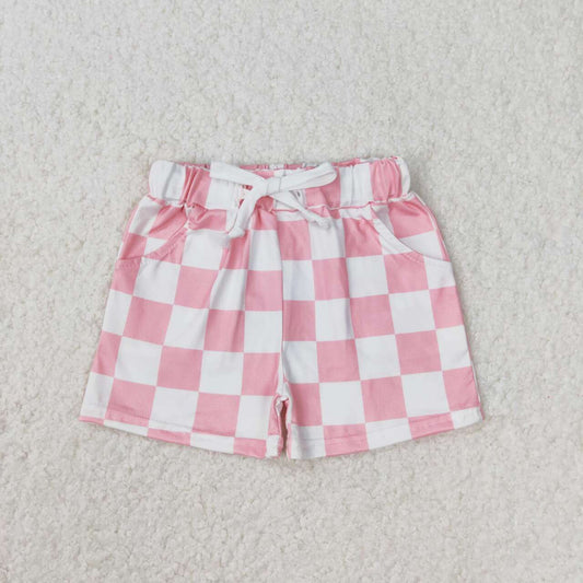 Baby Girls Pink Checker Milk Silk Shorts