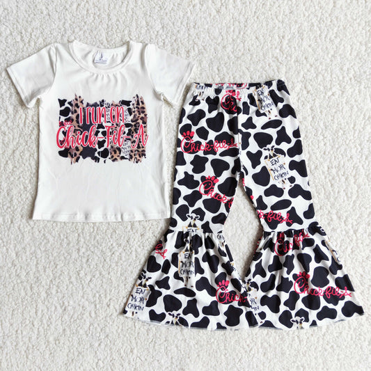 Baby Girls Cow Bell Bottom Pants Outfit