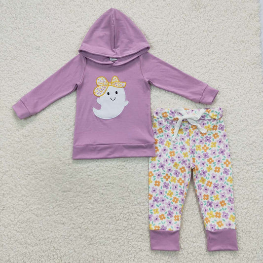 GLP0530 Baby Girls Ghost Purple Long Sleeve Hoodie and Pants Outfit