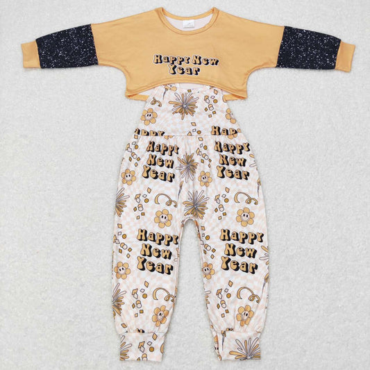 Kids Girls Happy New Year Top Jumpsuit Outfit