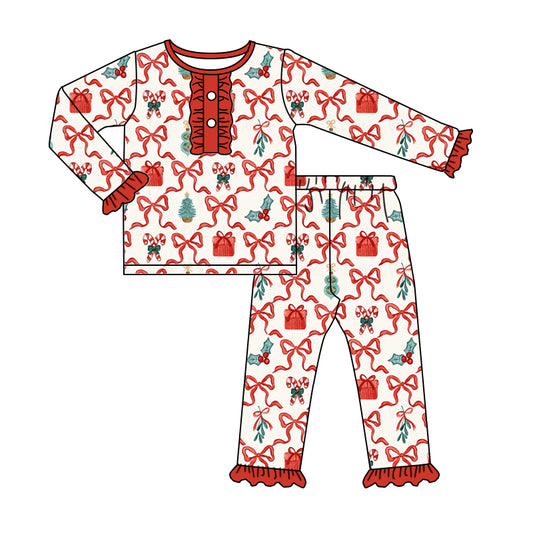 GLP1201  Baby Girls Christmas Holly Pajama Set Preorder