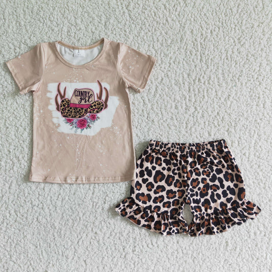 Summer Country Girls Leopard Shorts Outfit