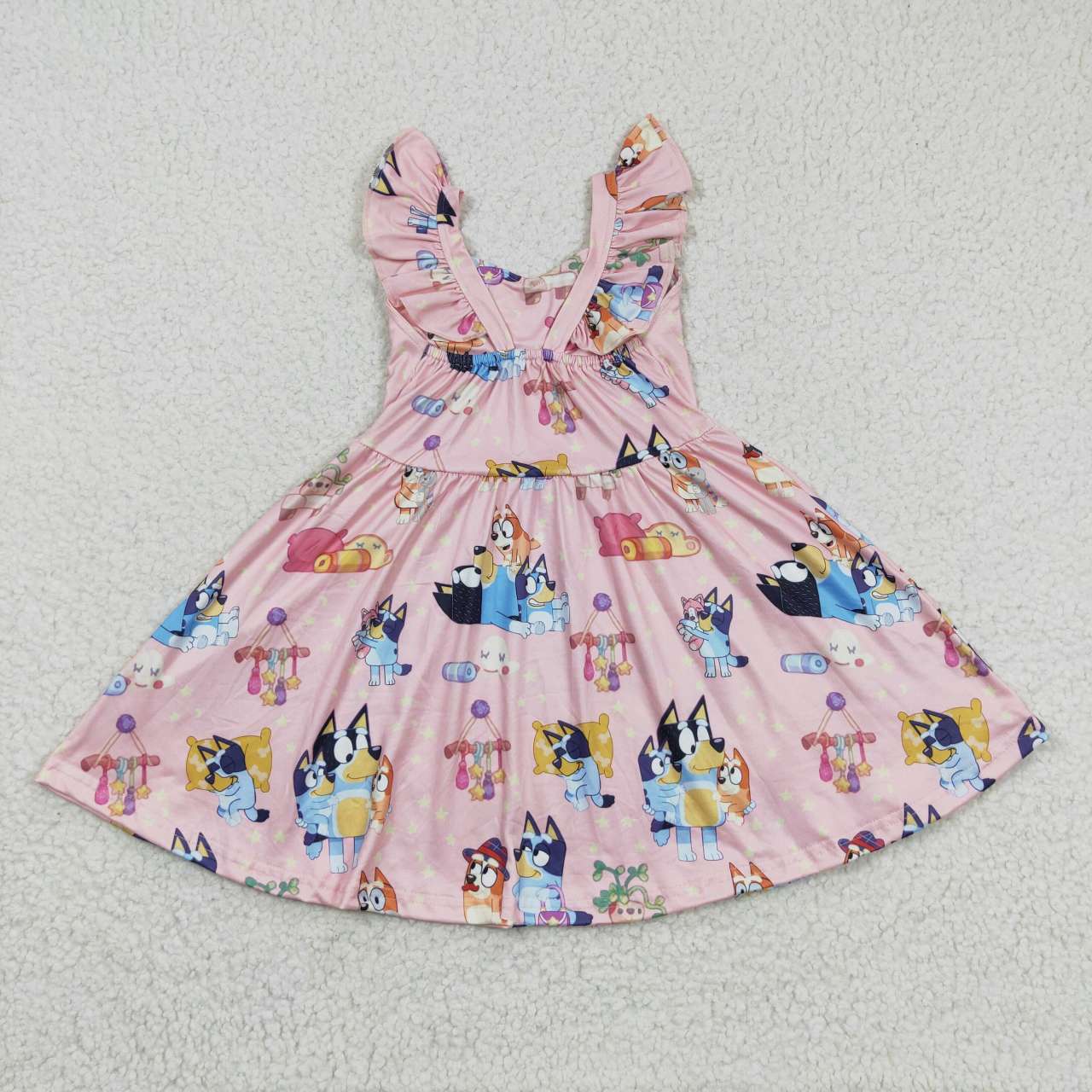 GSD0422 Summer Girls Pink Cartoon Dog Dress