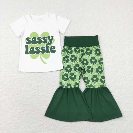 GSPO1029 Baby Girls Sassy Lassie Bell Bottom Pants Set