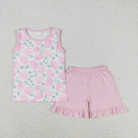 Baby Girls Floral Top Ruffle Pink Shorts Set