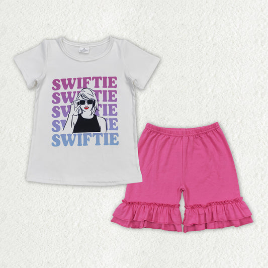 GSSO1383 Swiftie Top Cotton  Hot Pink Shorts Outfit