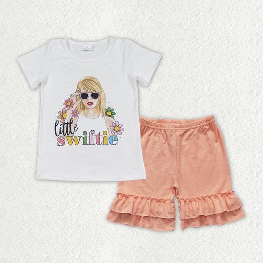 GSSO1385 Little Swiftie Top Cotton Orange Shorts Outfit