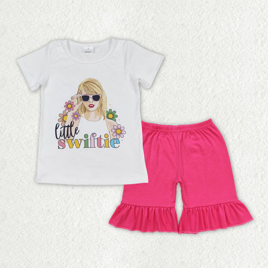 GSSO1386 Little Swiftie Top Cotton Hot Pink Shorts Outfit