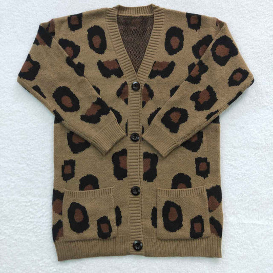 Kids Girls Leopard Sweater Cardigan