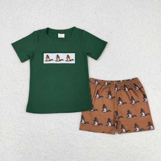 Kids Boys Embroidery Mallard Duck Wild Shorts Set