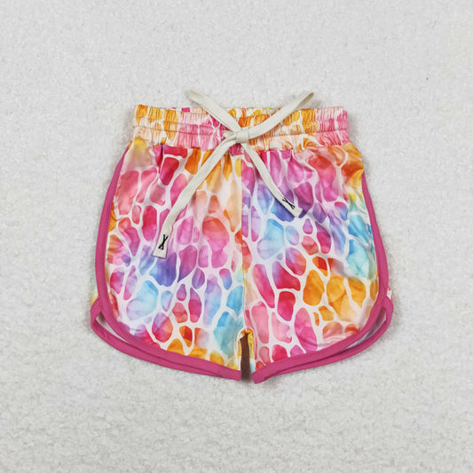SS0229 Baby Girls Colorful Giraffes Print Shorts