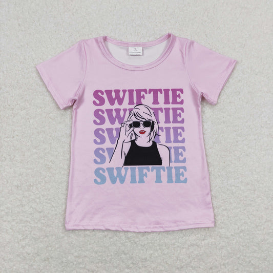Baby Girls Pop Singer Pink Short Sleeve T-shirt