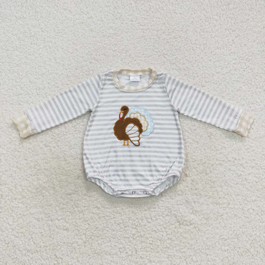 LR0427 Newborn Baby Boys Long Sleeve Turkey Shirt Romper