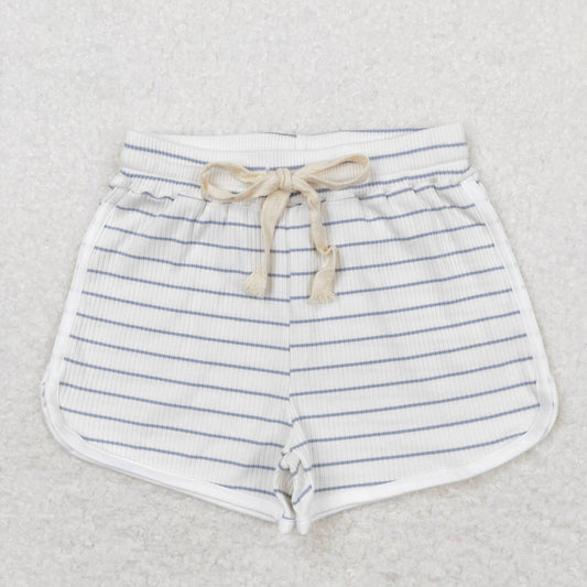 SS0334 Kids Girls White Color Striped Cotton Shorts