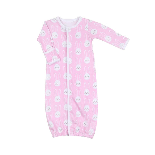 Preorder NB0035 Newborn Baby Girls Pink Rabbie Gown