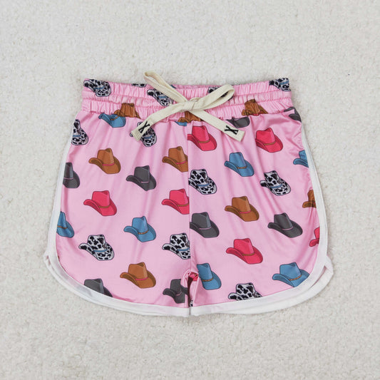 SS0243 Baby Girls Western Cowgirl Hat Print Shorts