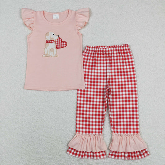 Kids Girls Valentine's Day Dog Outfit