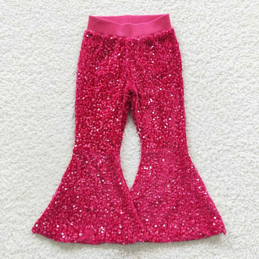 Girls Hot Pink Color Sequin Pants