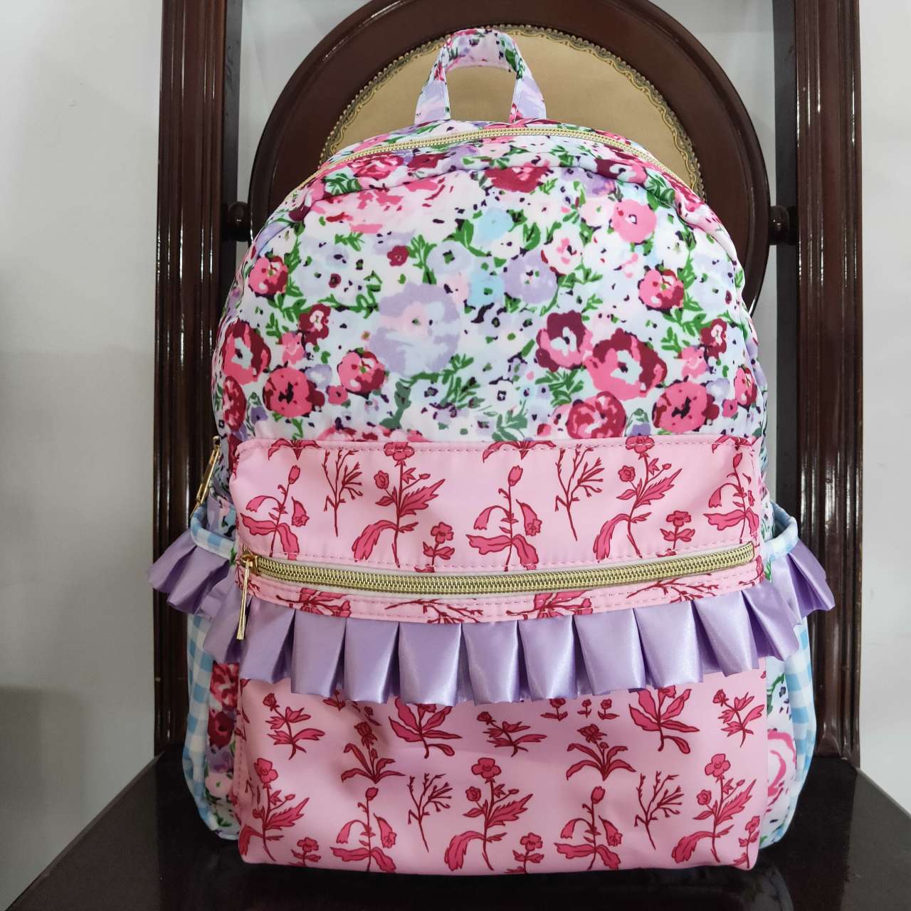 BA0099 Baby Girls Purple Flower Packback Bag