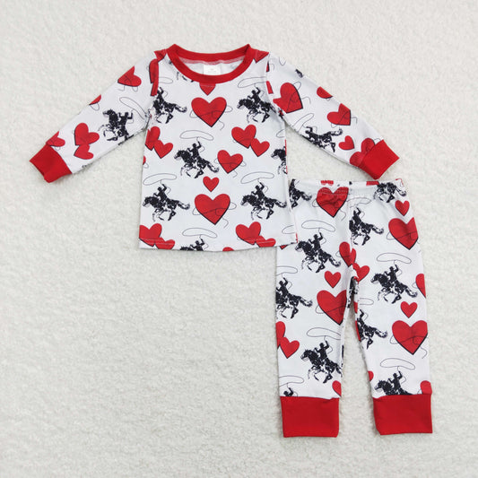 Kids Boys Valentine's Day Western Long Sleeve Pajama Set