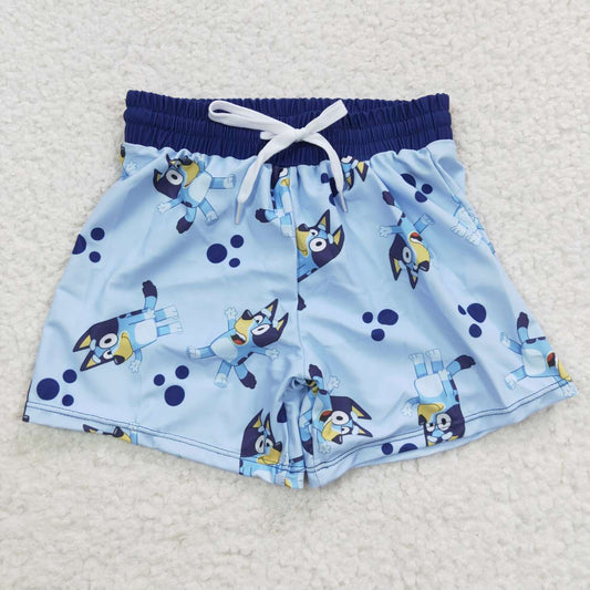 S0137 Boys Cartoob Blue Dog Summer Swimwear Swimming Trunks