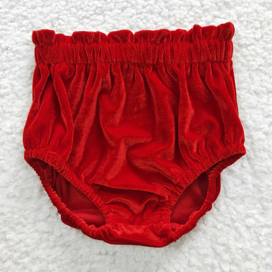 SS0103 Baby Girls Red Color Velvet Bummies