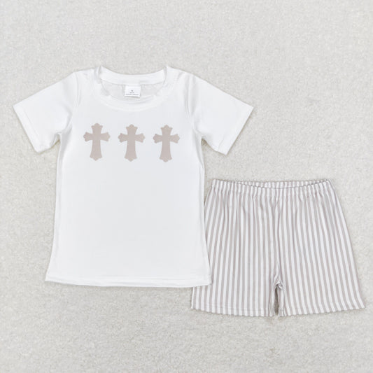 BSSO0354  Baby Boys Easter Cross Top Shorts Set