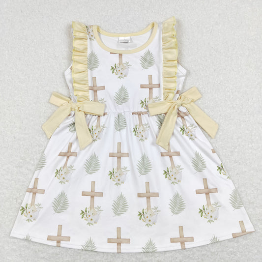 Kids Girls Easter Cross Flower Dress